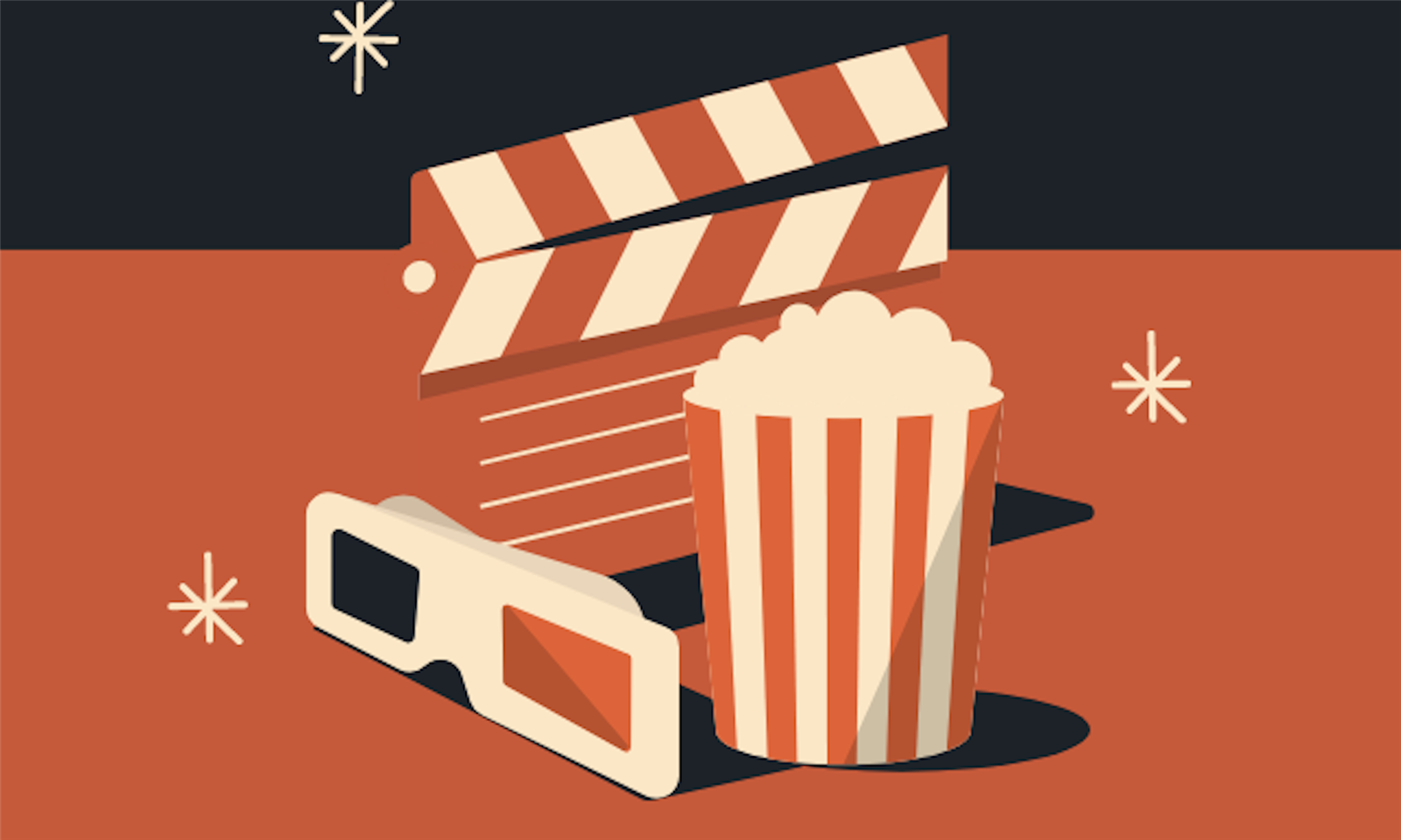 Popcorn bucket, slate and 3D glasses